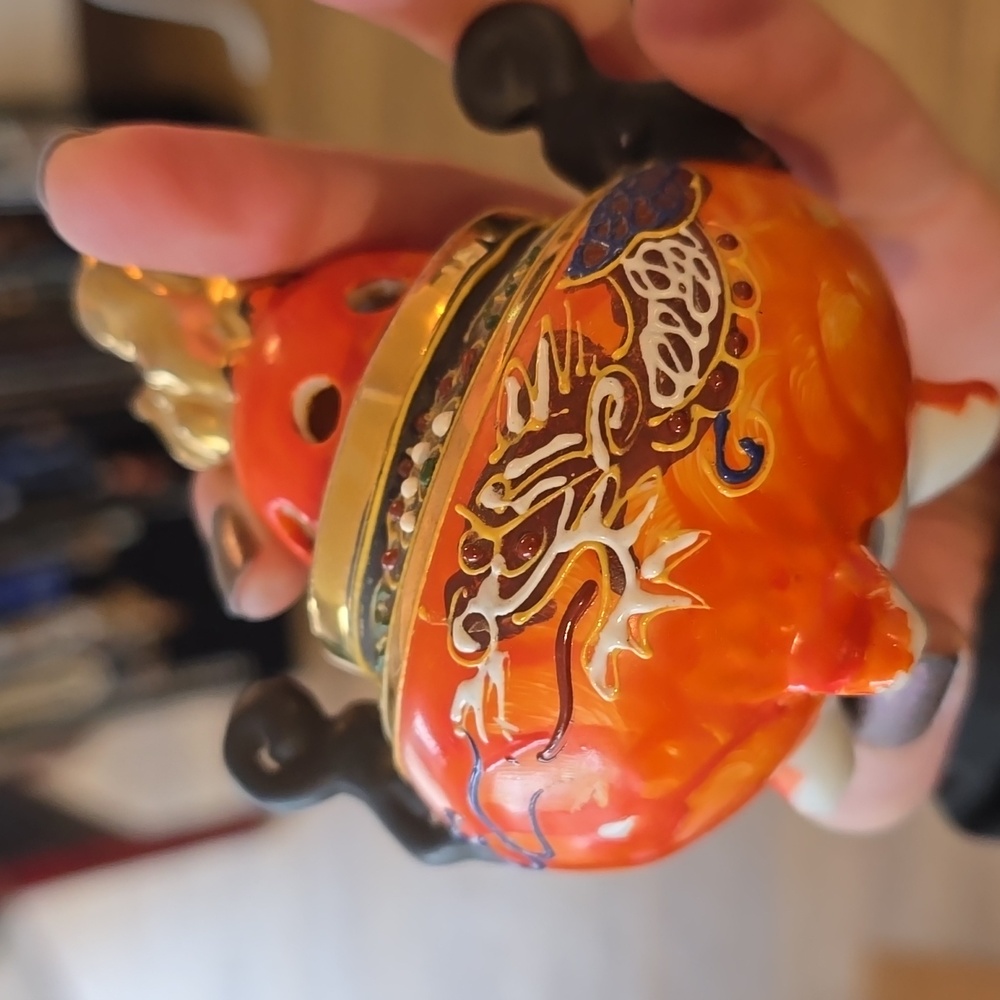 VTG Ceramic Black & Orange Incense Burner